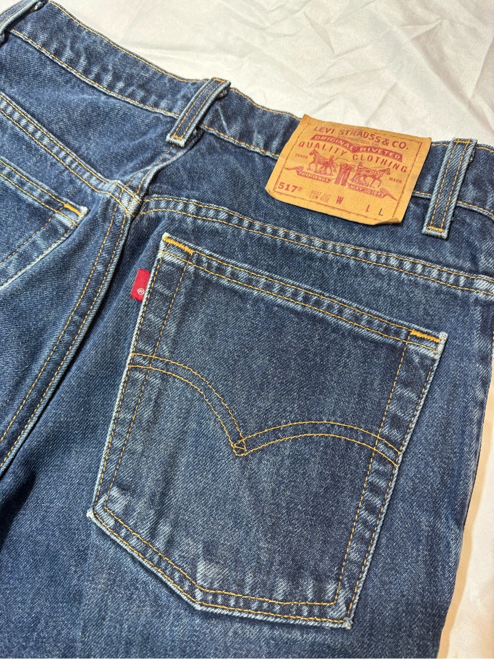 Vintage 90s Levi's 517 Bootcut Low Rise Jeans Made in USA 9 JR Long 11517-4807